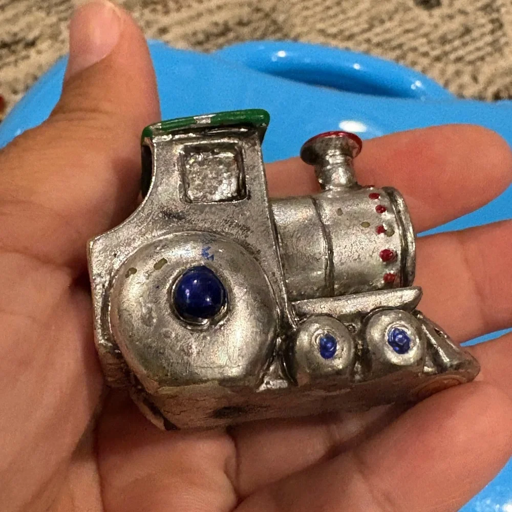 Vintage Christmas Ornaments Little 2” Convertible Car & Train Made of Metal